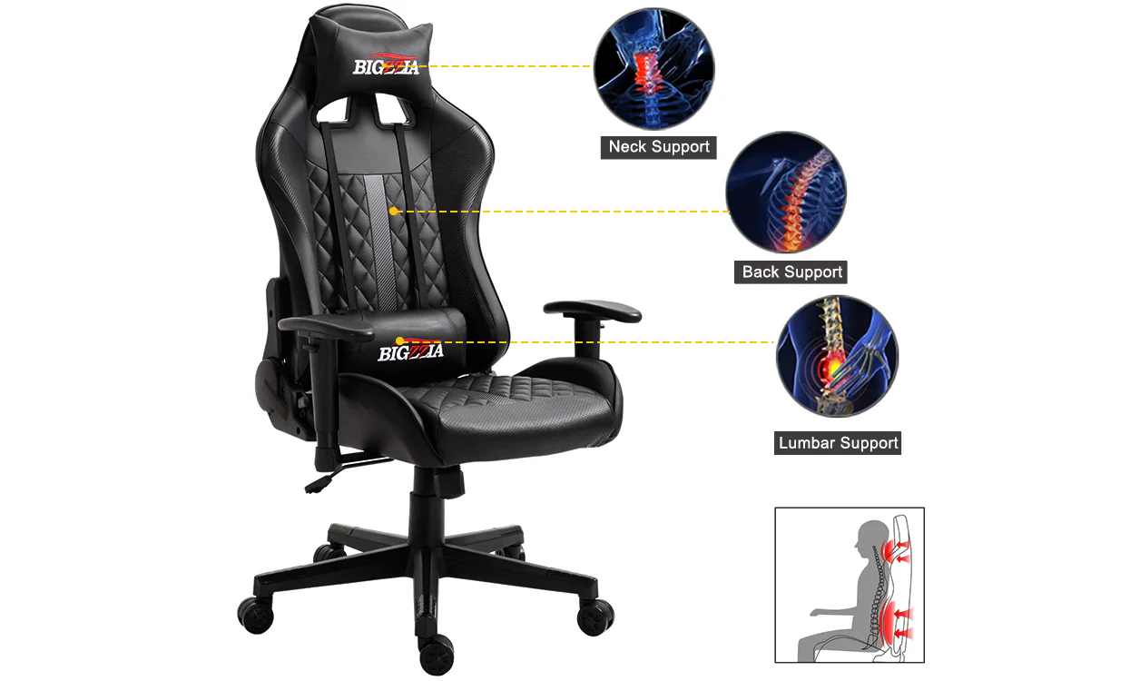 Bigzzia Ergonomic  PC & Racing Game Chair-172 Degree - Image 6