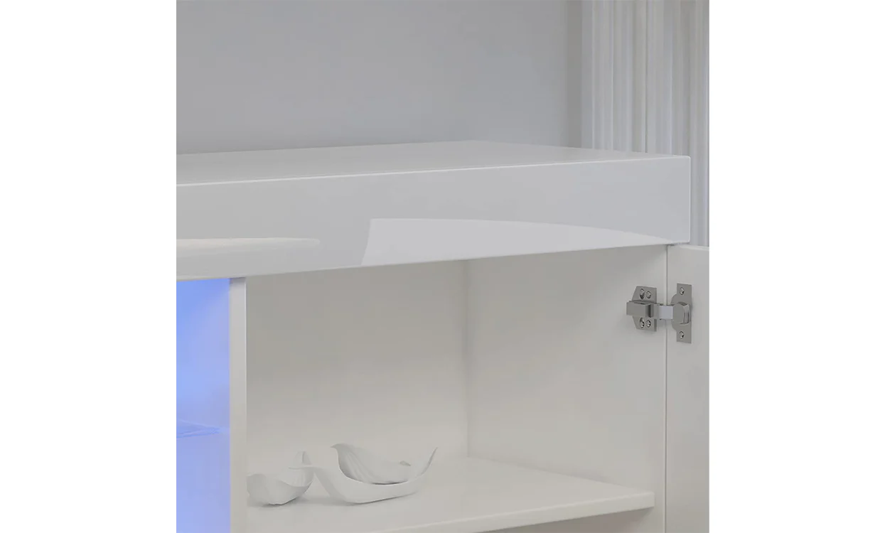 Dripex 135cm LED TV Cabinet, Modern High Gloss TV Stand with Ambient Lights & Storage, Entertainment Unit for 22''-55'' TVs, White - Image 8