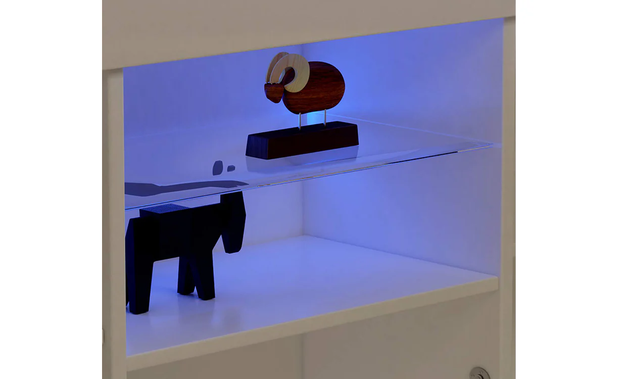 Dripex 135cm LED TV Cabinet, Modern High Gloss TV Stand with Ambient Lights & Storage, Entertainment Unit for 22''-55'' TVs, White - Image 9