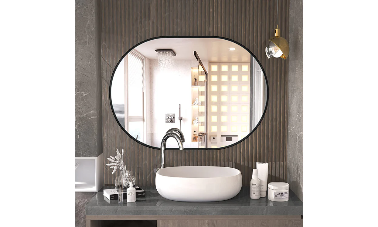 Dripex 50 x 70cm Oval Mirror, Wall Mounted Bathroom Mirror, Horizontal or Vertical Hanging Wall Mirror for Living Room - Image 5
