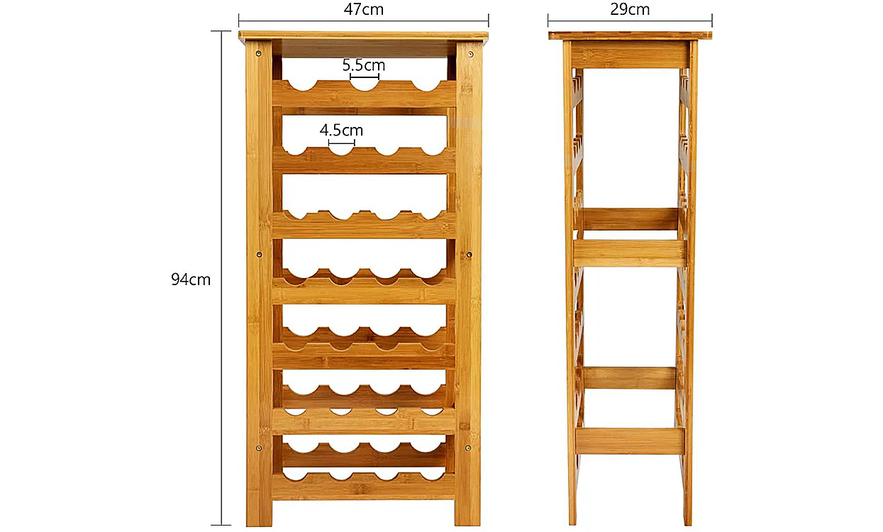 Dripex Bamboo Wine Rack 7 Tier 27 Bottle Wine Holder Wine Storage Rack Free Standing Display Shelves for Home Kitchen - Image 3