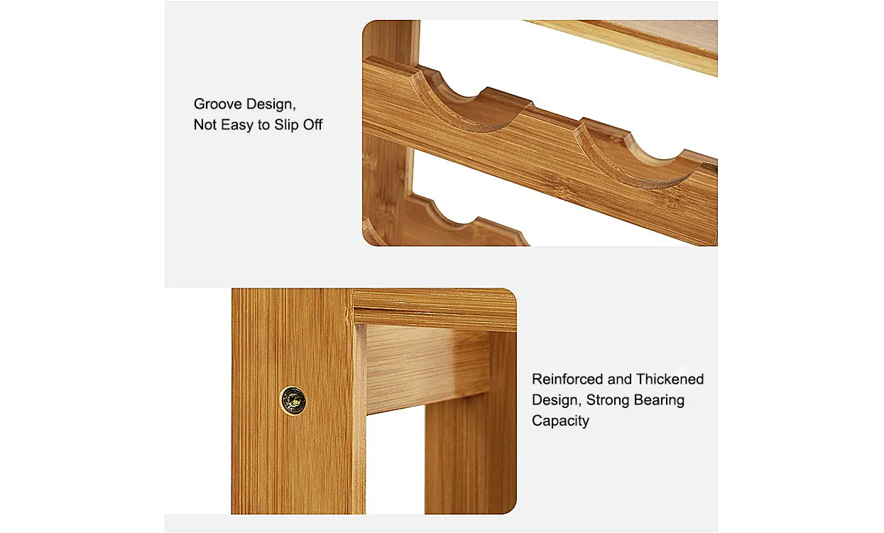 Dripex Bamboo Wine Rack 7 Tier 27 Bottle Wine Holder Wine Storage Rack Free Standing Display Shelves for Home Kitchen - Image 4