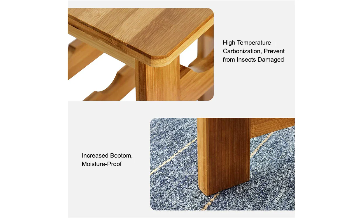 Dripex Bamboo Wine Rack 7 Tier 27 Bottle Wine Holder Wine Storage Rack Free Standing Display Shelves for Home Kitchen - Image 5