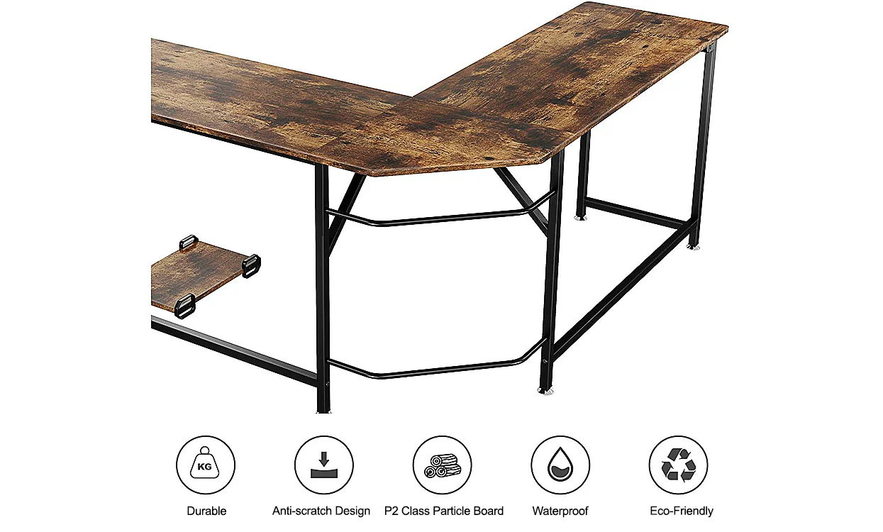 Dripex Corner Computer Desk, L Shaped Corner Gaming Desk for PC with CPU Stand - Image 5