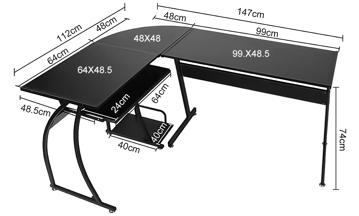 Dripex Corner Computer Desk, L Shaped Corner Gaming Desk for PC with CPU Stand - Image 9