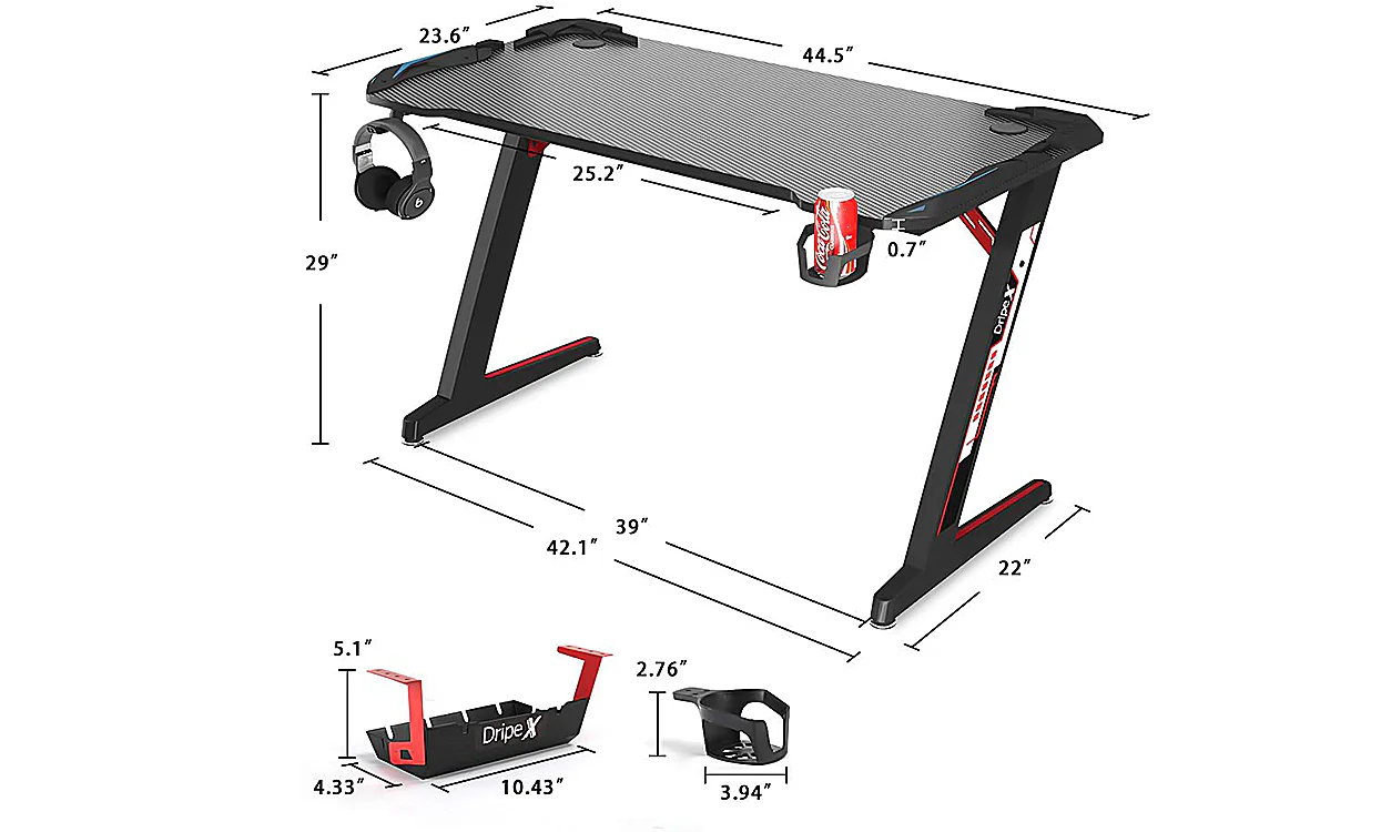 Dripex Ergonomic Z-Shaped Gaming Desk - Image 4