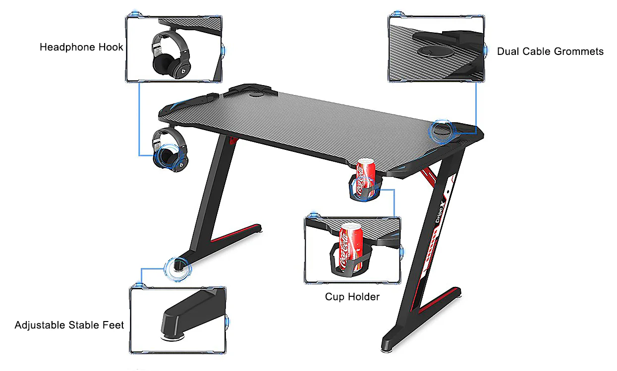 Dripex Ergonomic Z-Shaped Gaming Desk - Image 5