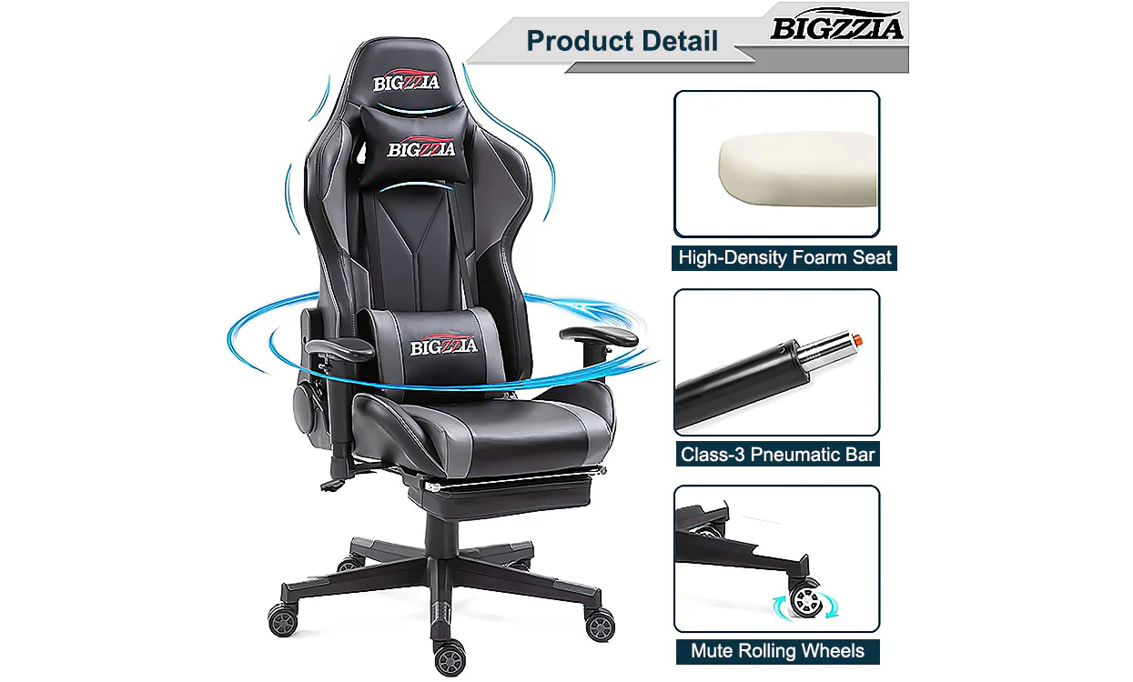 Bigzzia Gaming Chair - Ergonomic Office Chair (with footrest) - Image 3
