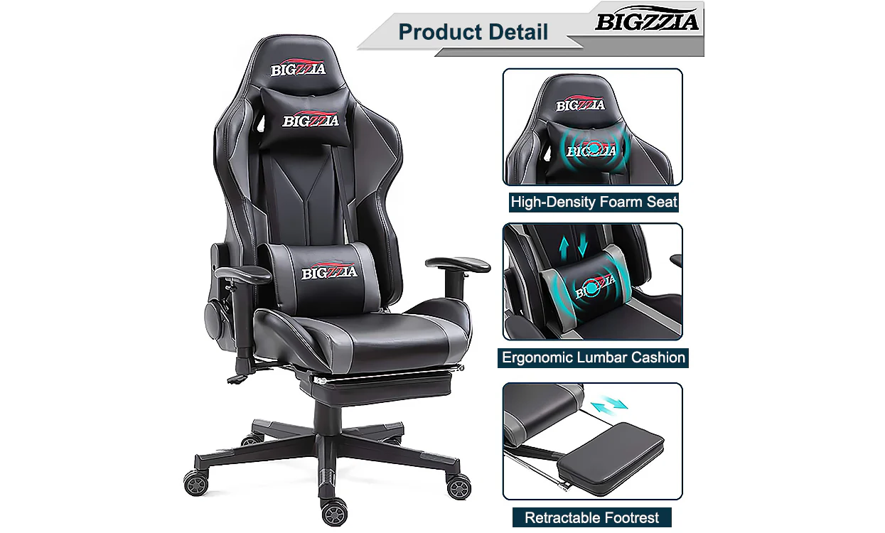 Bigzzia Gaming Chair - Ergonomic Office Chair (with footrest) - Image 5