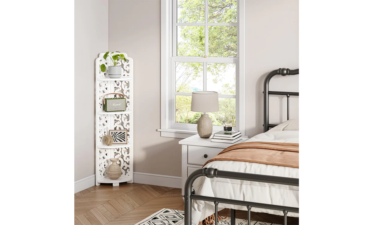 Dripex White Corner Shelf, Free Standing Shelf, Floor Storage Unit for Bathroom, Living Room or Bedroom - Image 3