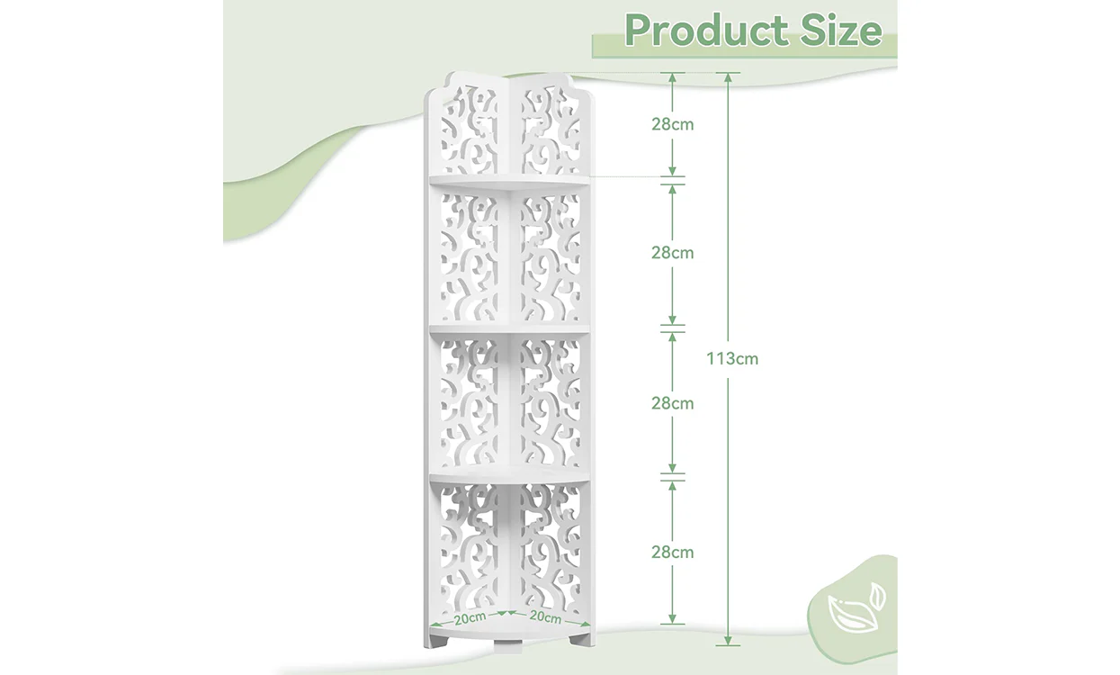 Dripex White Corner Shelf, Free Standing Shelf, Floor Storage Unit for Bathroom, Living Room or Bedroom - Image 4