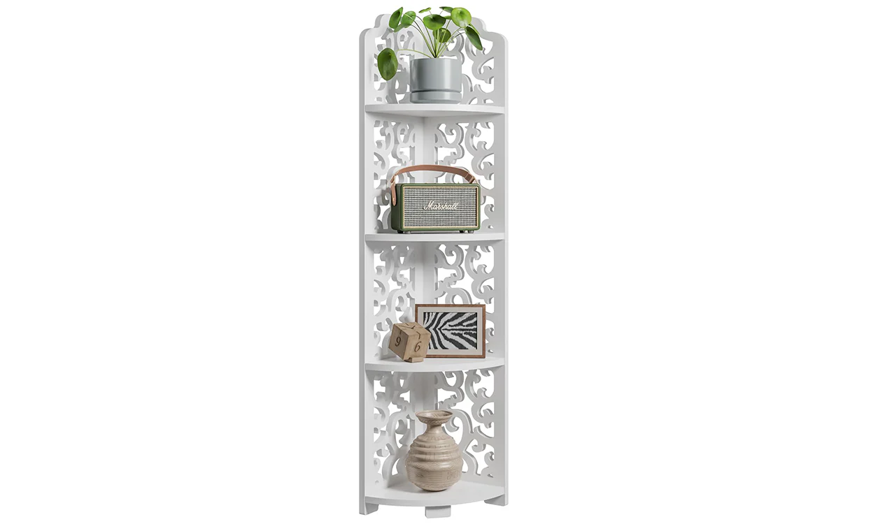 Dripex White Corner Shelf, Free Standing Shelf, Floor Storage Unit for Bathroom, Living Room or Bedroom - Image 5