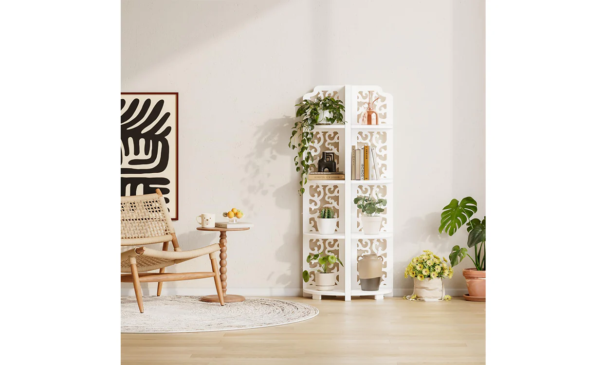 Dripex White Corner Shelf, Free Standing Shelf, Floor Storage Unit for Bathroom, Living Room or Bedroom - Image 6