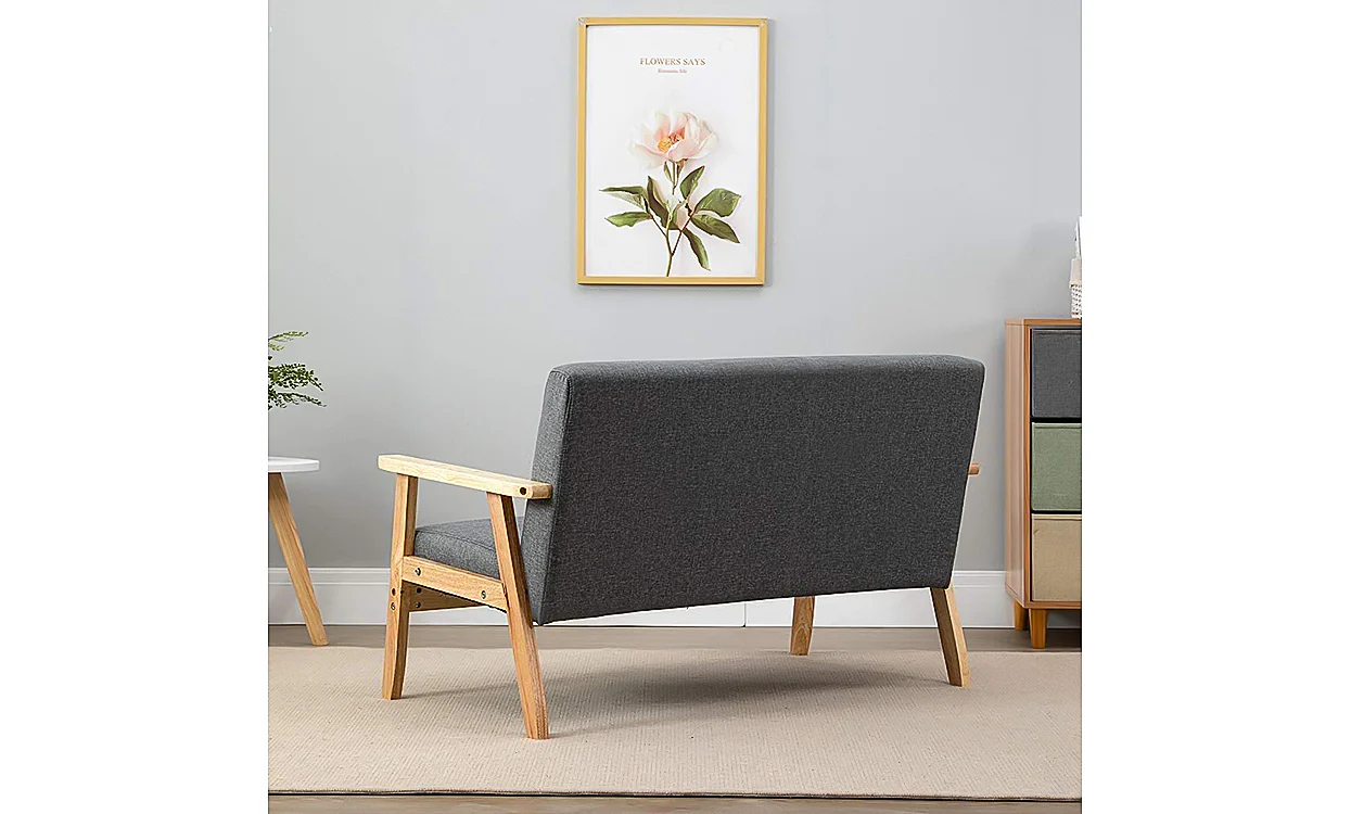 iropro 2 Seater  Wooden Frame Linen Square Arm Sofa - Image 6