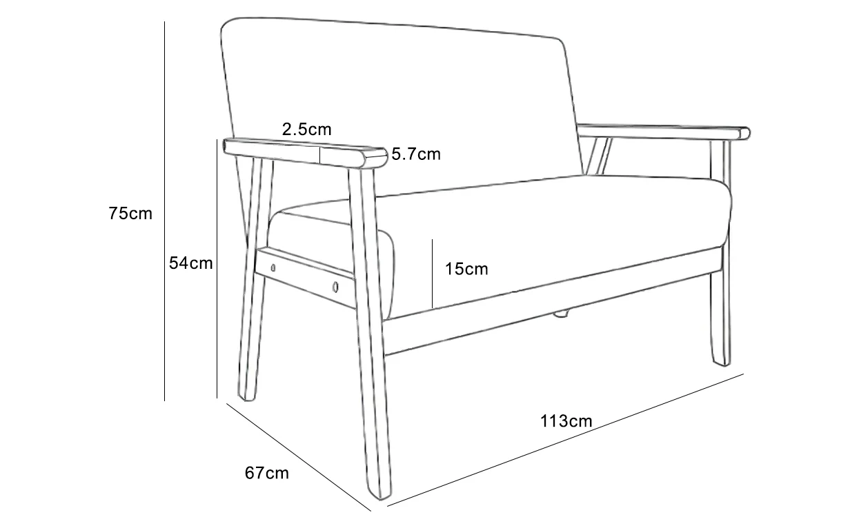 iropro 2 Seater  Wooden Frame Linen Square Arm Sofa - Image 9