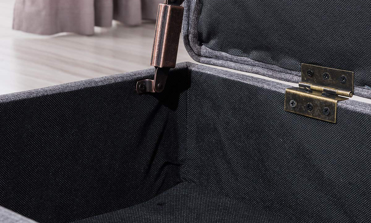 Rectangular Tufted Fabric Storage  Bench - Image 12