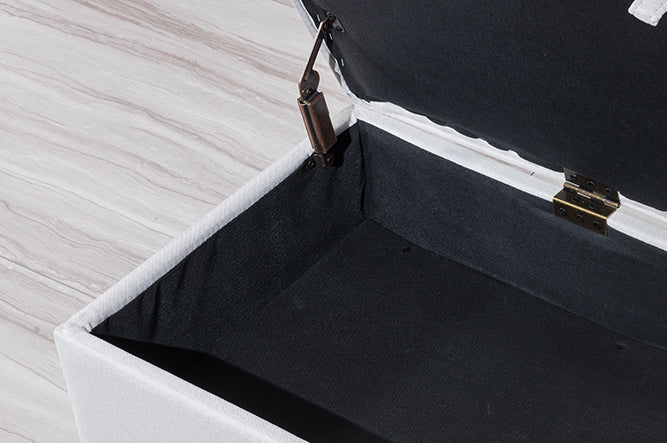 Rectangular Tufted Fabric Storage  Bench - Image 3