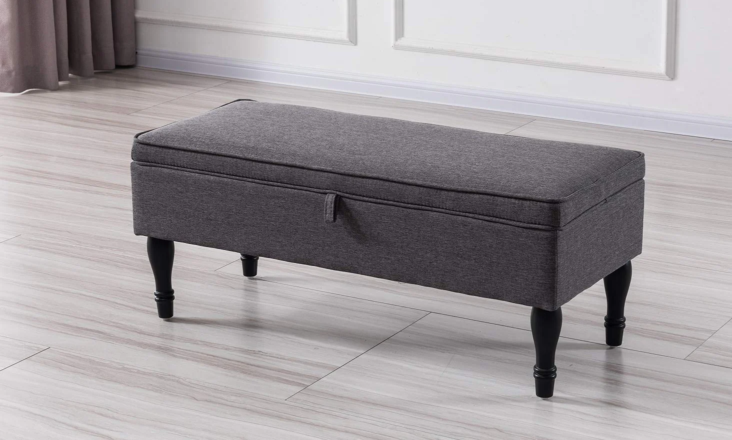 Rectangular Tufted Fabric Storage  Bench - Image 9