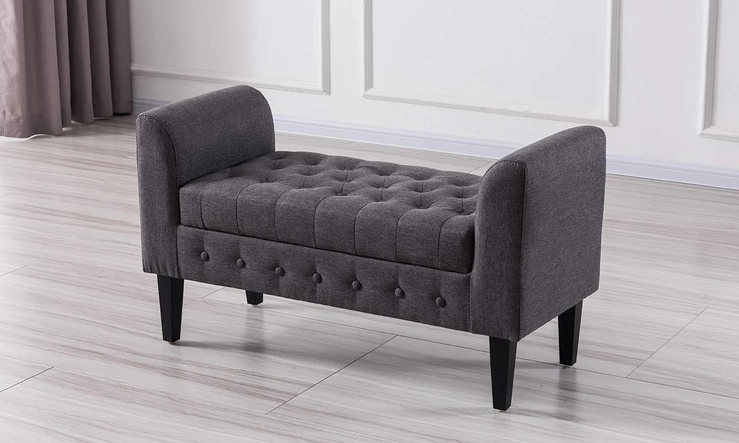 Tufted Fabric Bench Storage - Image 10