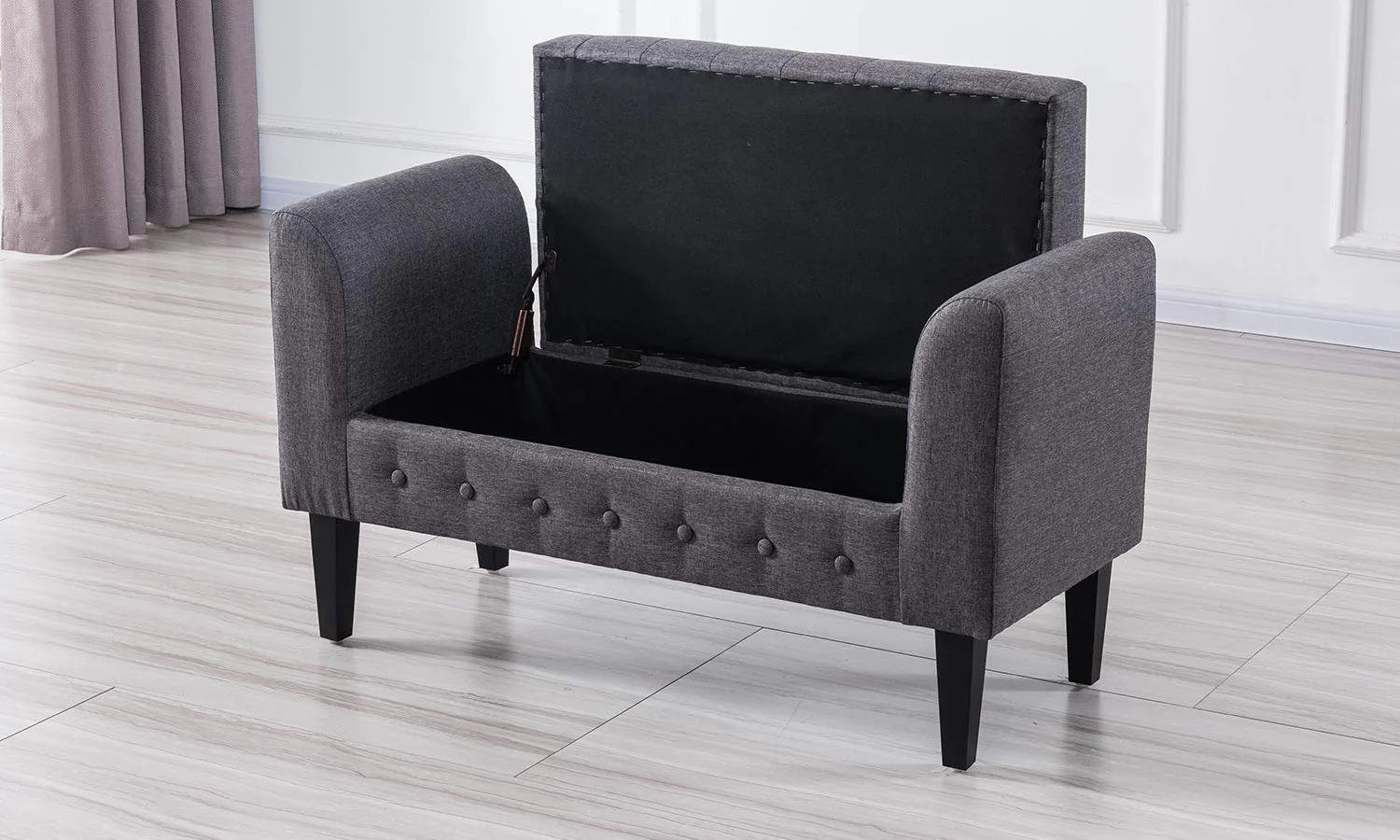 Tufted Fabric Bench Storage - Image 11