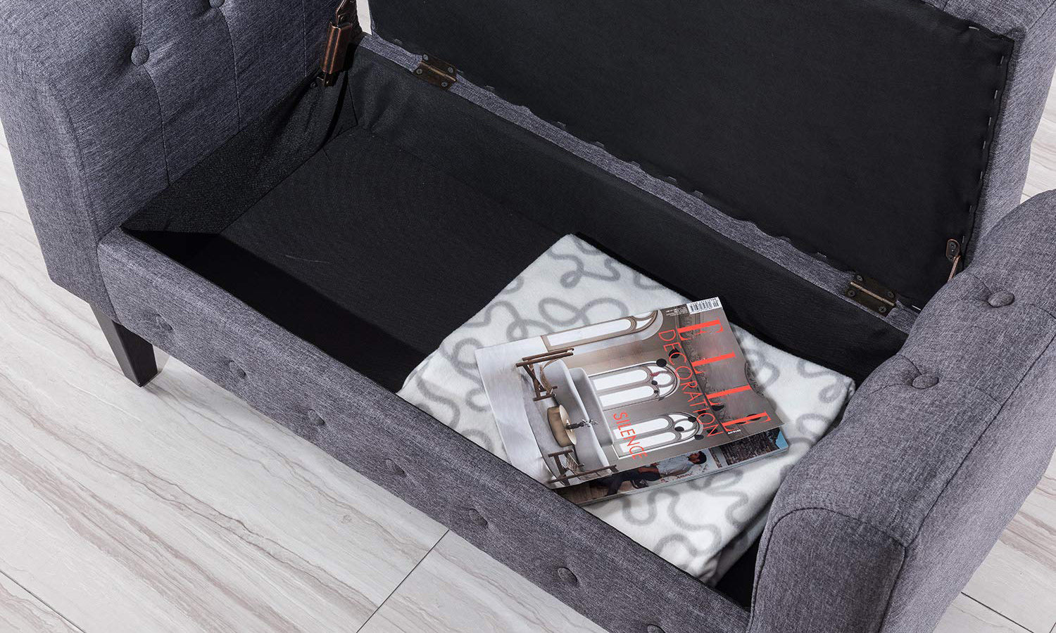 Tufted Fabric Bench Storage - Image 12