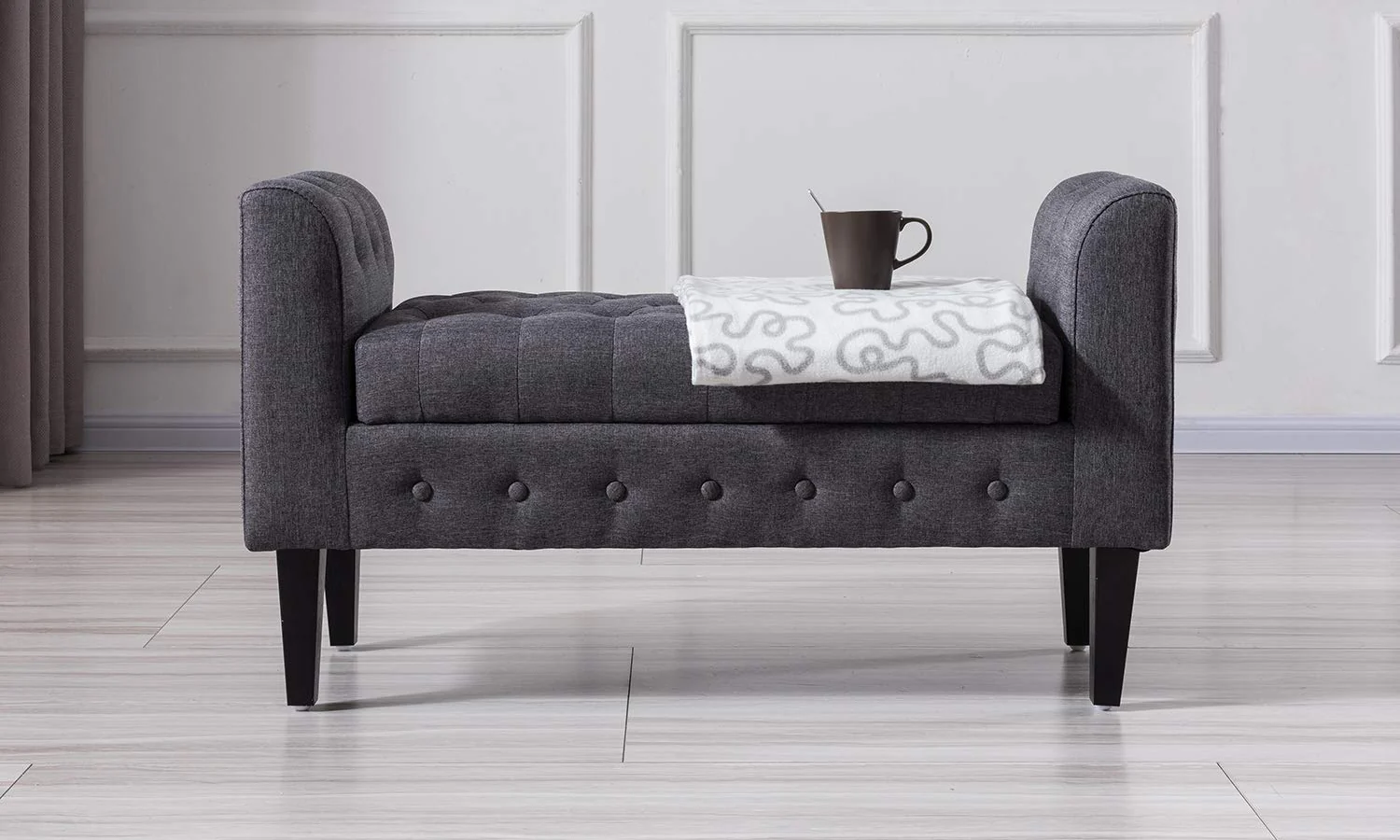 Tufted Fabric Bench Storage - Image 13