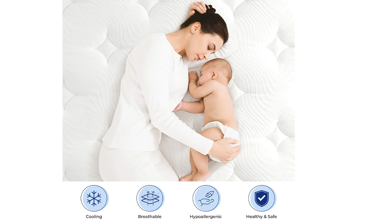 Vesgantti 10.2 Inch Blue Velvet Mattress Cooling Memory Foam Top, Medium Firm with Enhanced Edge Support - Image 7