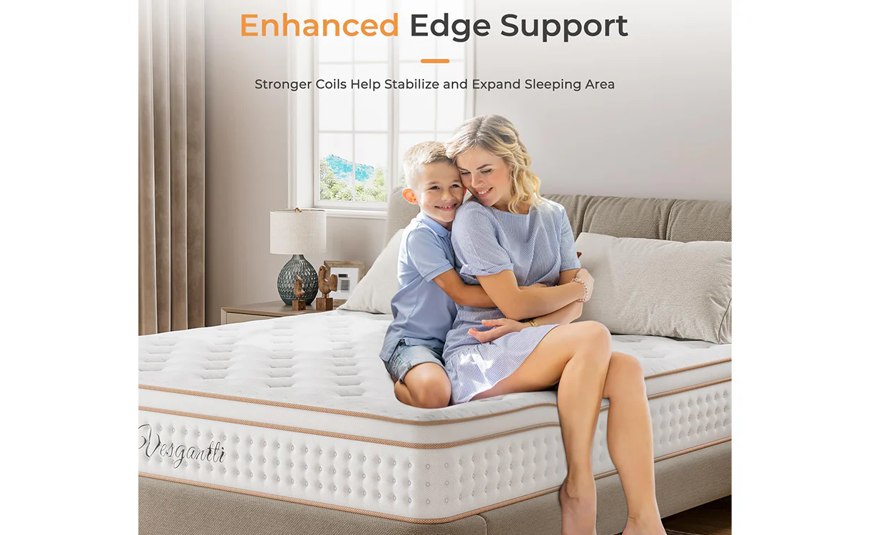 Vesgantti 10.2/12-Inch Hybrid Mattress - Medium Firm, Breathable Foam, Pocket Springs, Edge Support & Motion Isolation - Image 5