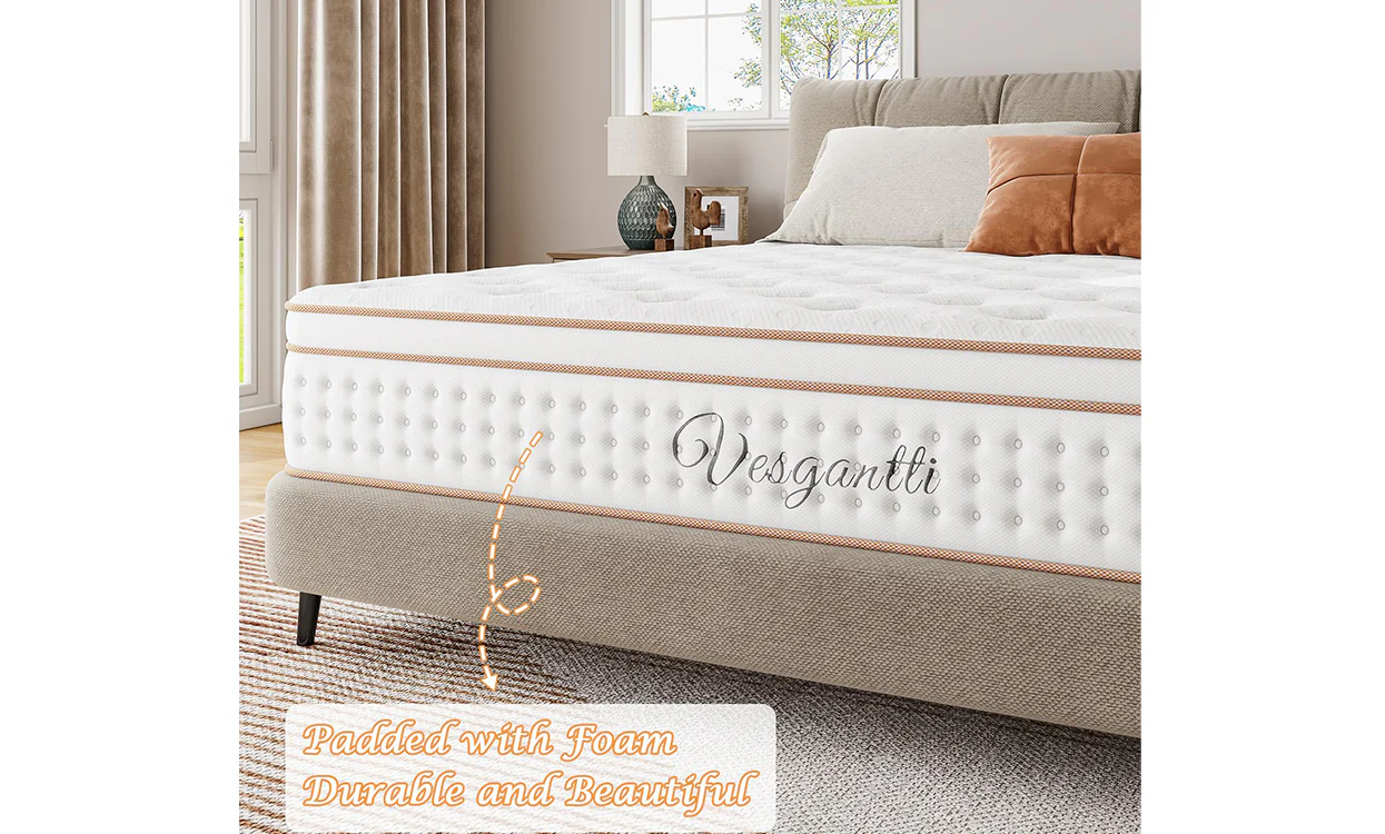 Vesgantti 10.2/12-Inch Hybrid Mattress - Medium Firm, Breathable Foam, Pocket Springs, Edge Support & Motion Isolation - Image 6