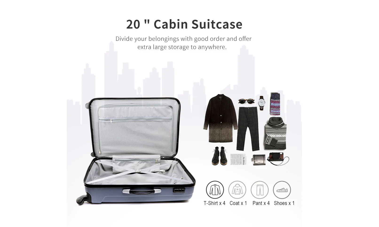 Vesgantti Lightweight Hard Shell 4 Wheel Travel Trolley Luggage Suitcase - Image 8