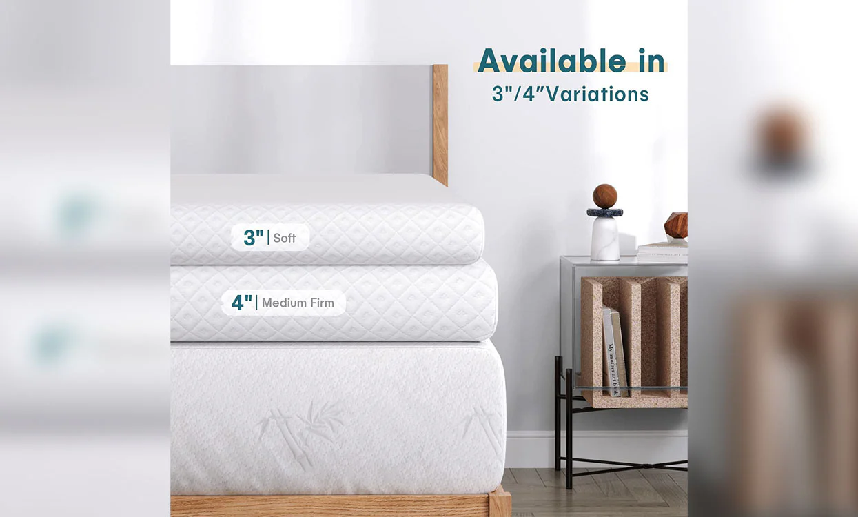 Vesgantti Memory Foam Topper Gel & Bamboo for Cooling Sleep & Pressure Relieving - Image 3