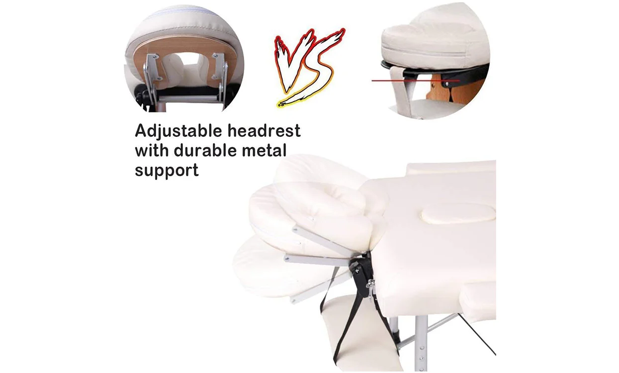 Vesgantti Portable Massage Bed Table - 3-Section Aluminium Foldable Beauty Couch for Reiki Therapy Treatment Salon Healing - Metal Headrest Support/with Carry Bag - Image 5