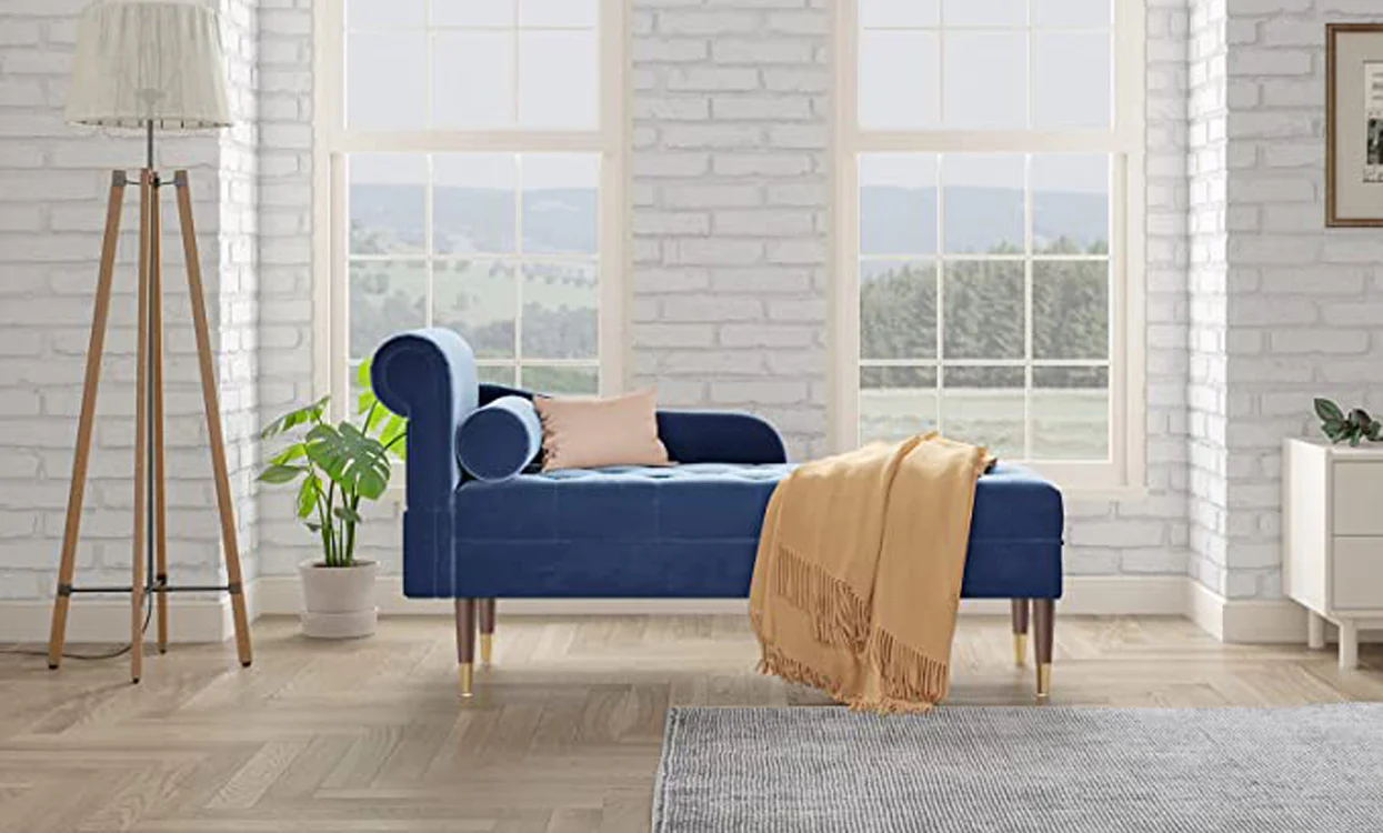 Vesgantti Velvet Chaise Longue, Indoor Lounge Sofa with Left/Right Armrest and Lumbar Pillow, Upholstered Chaise Lounge for Living Room Bedroom and Office, Tool-free Assembly - Image 7