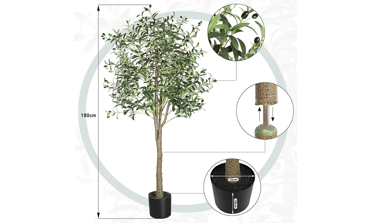 YOLEO Artificial Olive Tree Tall Faux Silk Olive Plant Lifelike Fake Tree for Home Office Indoor Decor - Image 10
