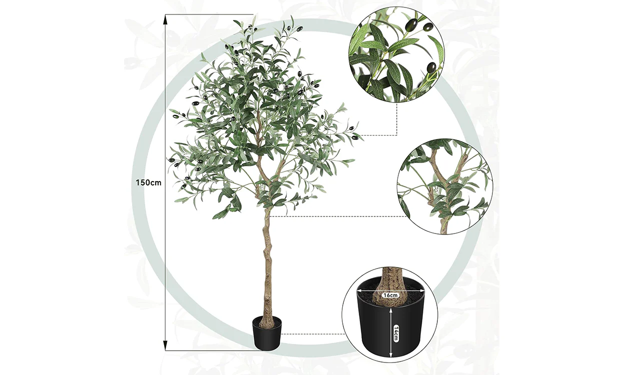 YOLEO Artificial Olive Tree Tall Faux Silk Olive Plant Lifelike Fake Tree for Home Office Indoor Decor - Image 9