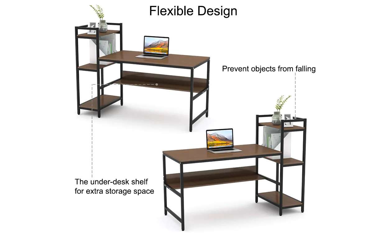 Yoleo Computer Desk with 4 Tier Storage Shelves - Image 4