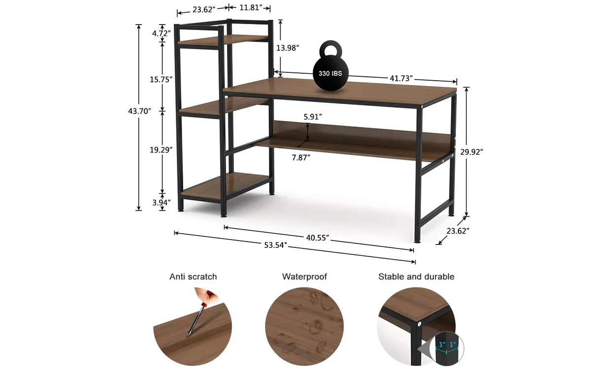 Yoleo Computer Desk with 4 Tier Storage Shelves - Image 5