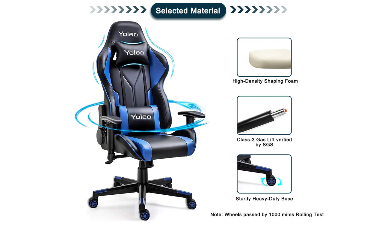 Yoleo/Bigzzia PC & Racing Game Chair-155 degree - Image 3